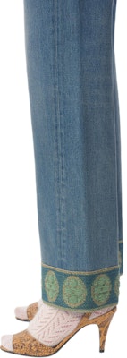 (W) Valentino FW24 藍色直筒牛仔褲配提花飾邊 6B3DD18X94V558 Cheap (W) Valentino FW24 藍色直筒牛仔褲配提花飾邊 6B3DD18X94V558