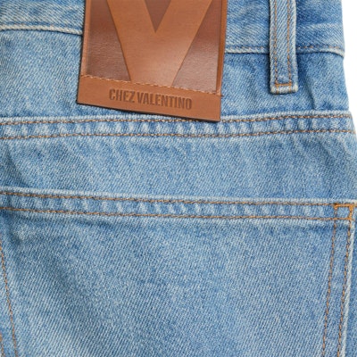 (W) Valentino FW24 藍色直筒牛仔褲配提花飾邊 6B3DD18X94V558 1