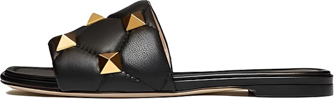 (Women) Valentino Garavani 'Black Roman Stud Flat Slides' 1W2S0BK4ZCG0NO (Women) Valentino Garavani 'Black Roman Stud Flat Slides' 1W2S0BK4ZCG0NO