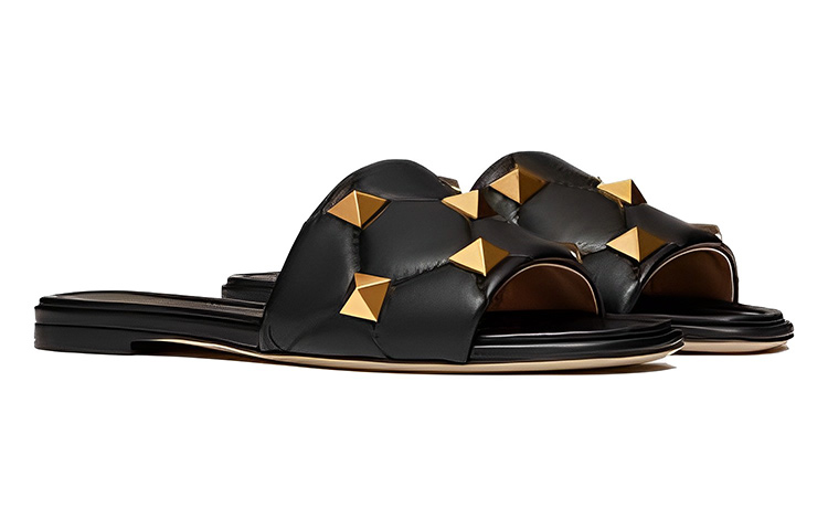 Order (W) Valentino Garavani 'Selipar Flat Black Roman Stud' 1W2S0BK4ZCG0NO