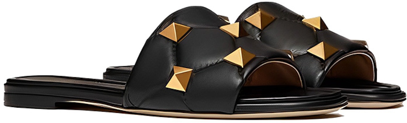 (Women) Valentino Garavani 'Black Roman Stud Flat Slides' 1W2S0BK4ZCG0NO Order (Women) Valentino Garavani 'Black Roman Stud Flat Slides' 1W2S0BK4ZCG0NO
