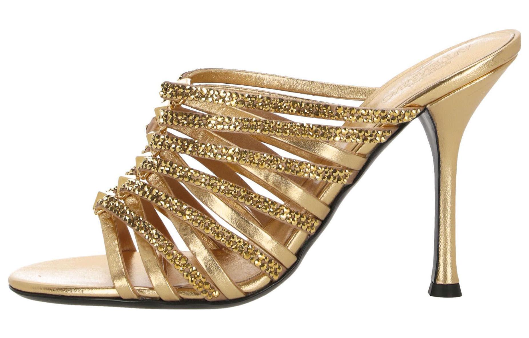 Buy (W) Valentino Garavani 'Gold Stiletto Slide' - Selipar Tumit Tinggi Emas Valentino. 2W2S0GG1RIGV6N