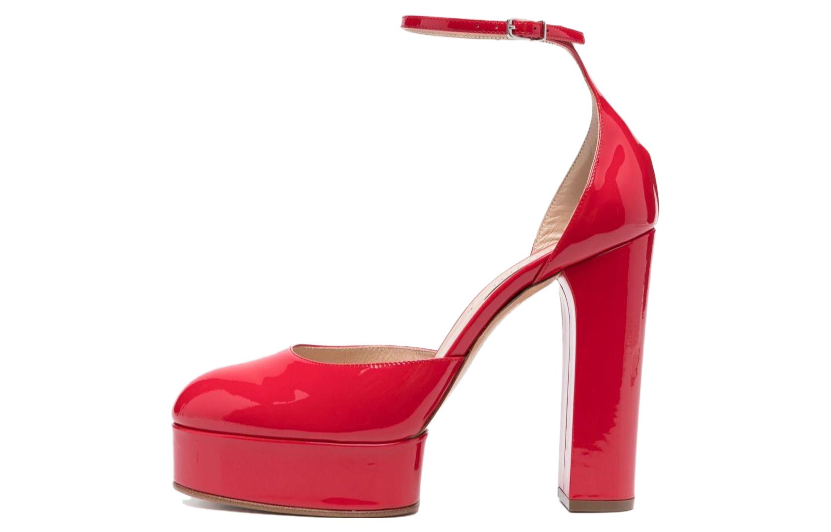 (W) Valentino Garavani 'Pink Buckle Block Heels'