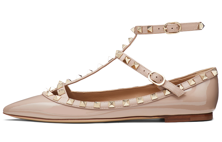 (Women) Valentino Garavani 'Pink Patent Lace Rivet Ballet Sandal' WW2S0376VNWP45