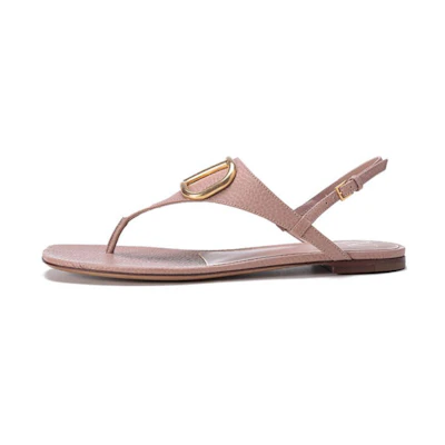 (W) Valentino Garavani 'Powder Pink Leather Thong Sandals'