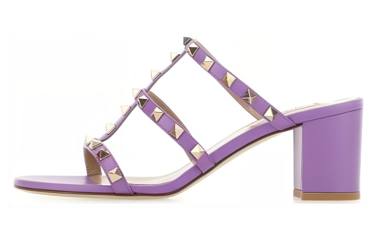 (W) Valentino Garavani 'Purple Stud Slide'