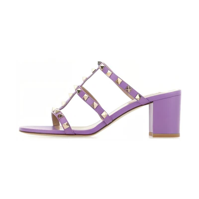 (W) Valentino Garavani 'Purple Stud Slide'