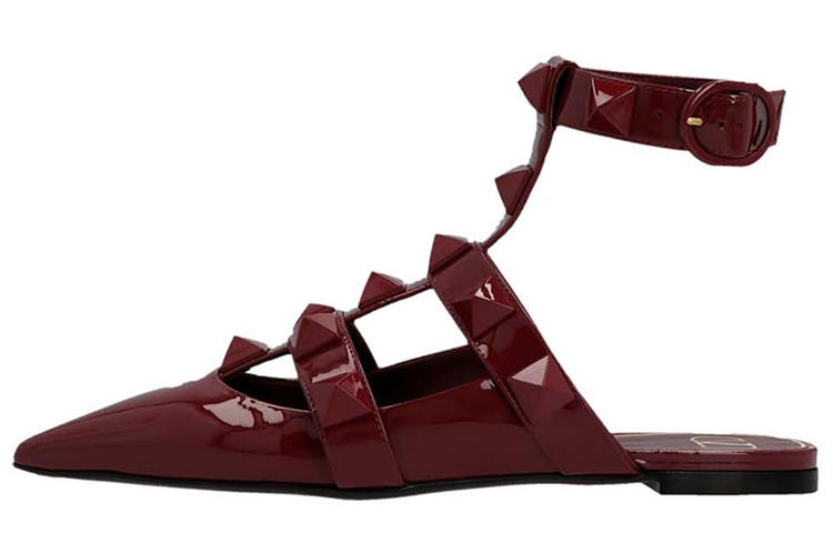(W) Valentino Garavani 'Rockstud Red Ballerina'