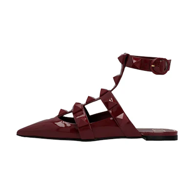 (W) Valentino Garavani 'Rockstud Red Ballerina'