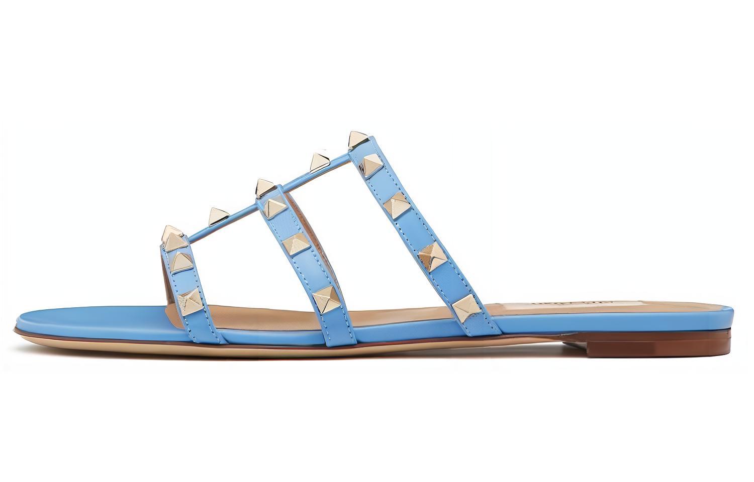 (W) Valentino Garavani 'Rockstud Slide Blue'