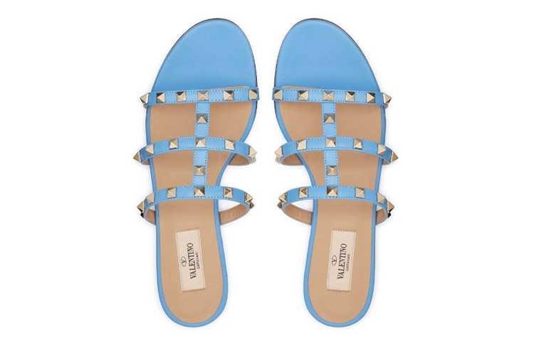 (W) Valentino Garavani 'Rockstud Slide Blue' 圖 4