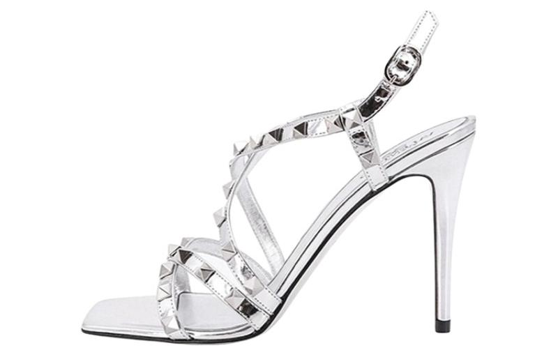 (Women) Valentino Garavani 'Silver Open-Toe Ankle-Strap Sandal' 2W0S0GX6JSIGI7