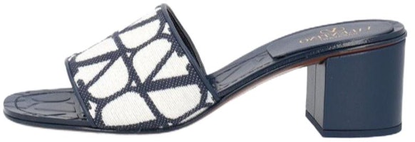 (Women) Valentino Garavani 'White Blue Block-Heel Slide Sandals' 3W2S0GS7PXFK0Z (Women) Valentino Garavani 'White Blue Block-Heel Slide Sandals' 3W2S0GS7PXFK0Z