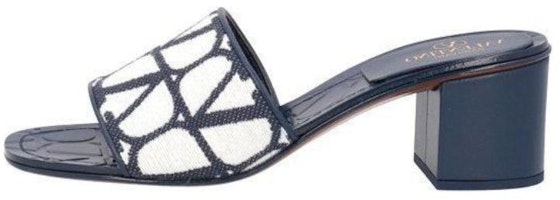 (Women) Valentino Garavani 'White Blue Block-Heel Slide Sandals' 3W2S0GS7PXFK0Z (Women) Valentino Garavani 'White Blue Block-Heel Slide Sandals' 3W2S0GS7PXFK0Z