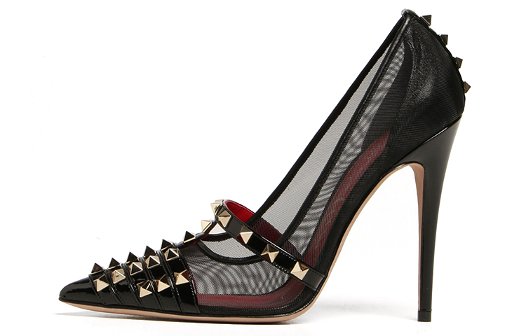 (Women) Valentino Garavani High-Top Sneaker with Studs 'Black Enamel' WW2S0CQ5AMW0NO