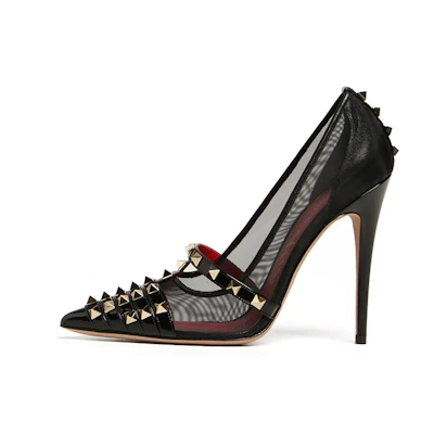 (W) Valentino Garavani High-Top Sneaker with Studs 'Black Enamel'