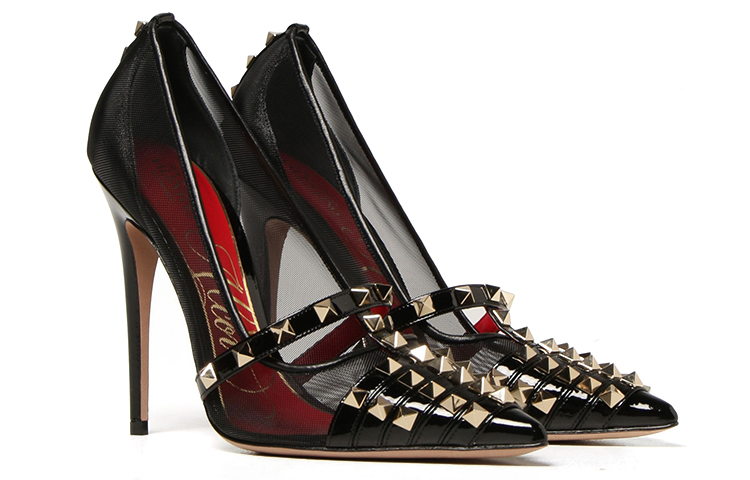 (W) Valentino Garavani High-Top Sneaker with Studs 'Black Enamel' 圖 3