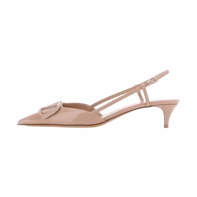 (W) Valentino Garavani Leather 'Nude Logo Pointed Toe Stiletto'