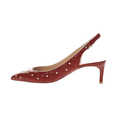 (W) Valentino Garavani Leather 'Red Rockstud Slingback'