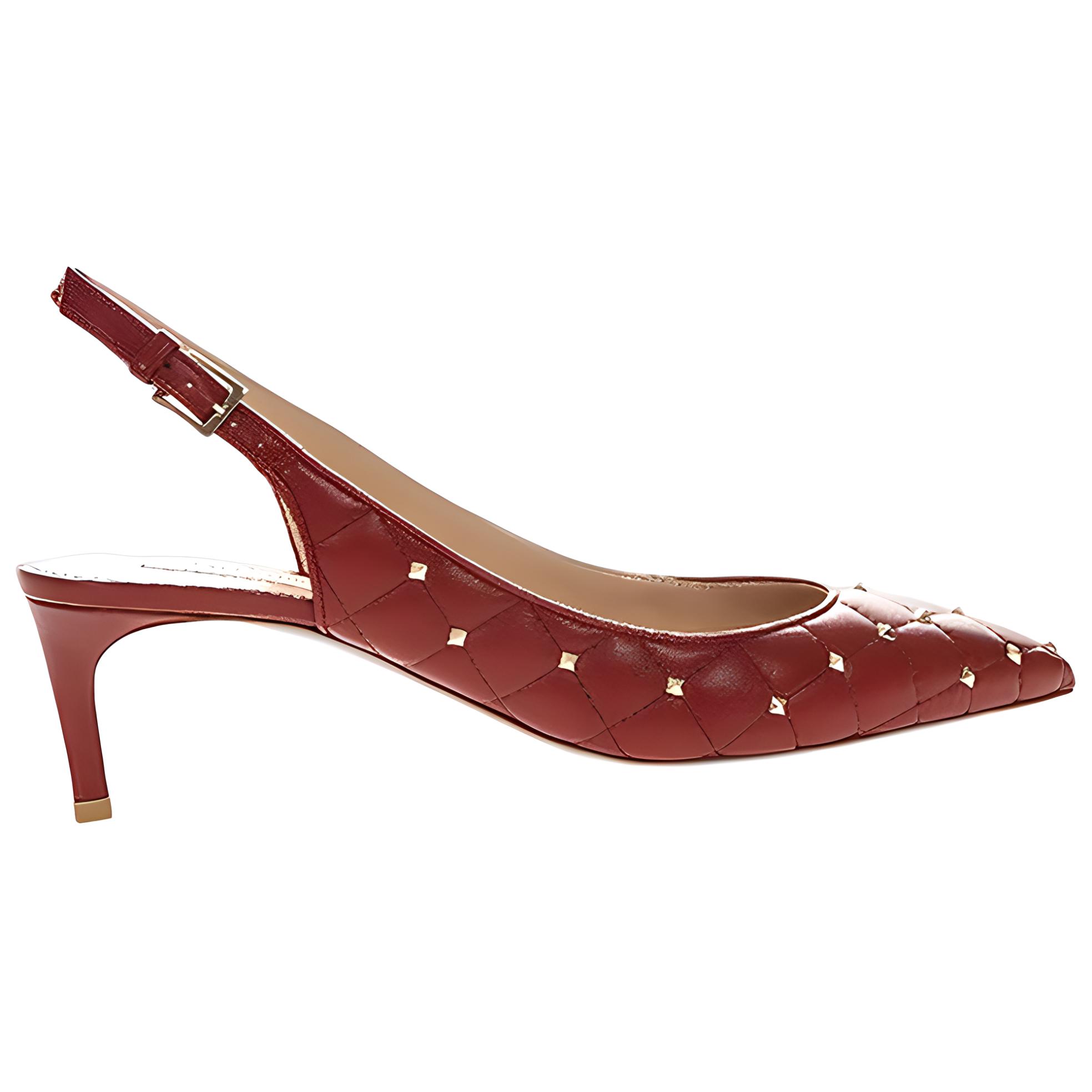 (W) Valentino Garavani Leather 'Red Rockstud Slingback' 圖 2