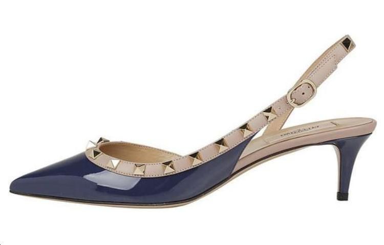 (W) Valentino Garavani Leather High-Heel 'Blue Fashion Staple'