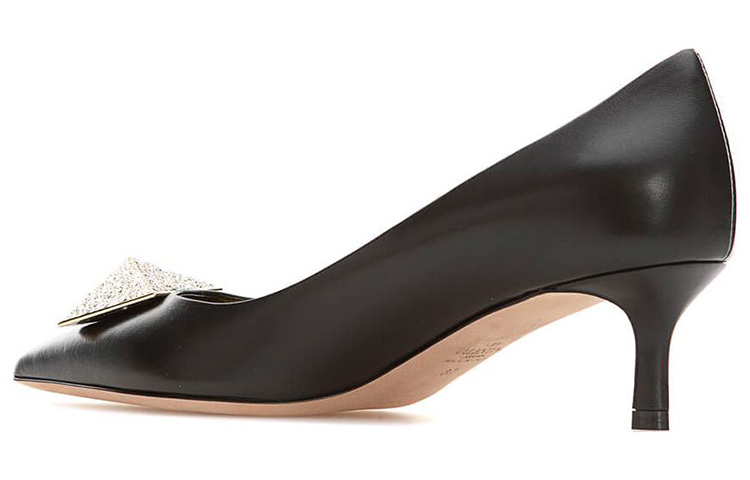 Shop (W) Valentino Garavani Mule de Cuero 'Tacón de Aguja Negro' 1W2S0FH9XICEDM
