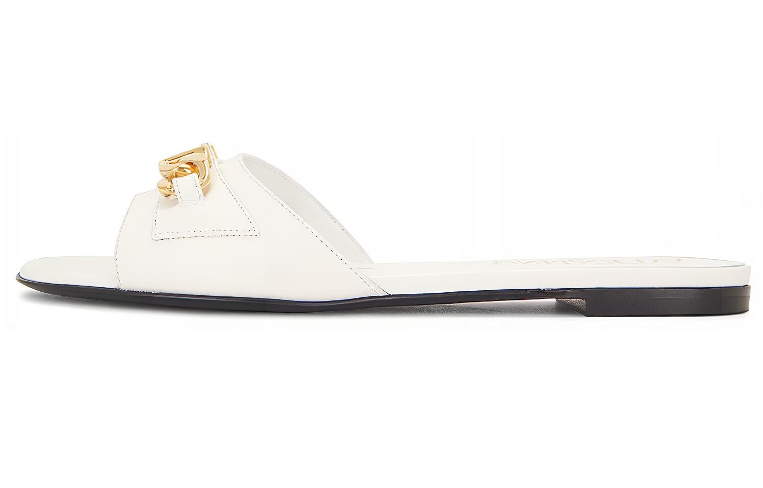 (W) Valentino Garavani Leather Slider 'White' 'Logo Chain'