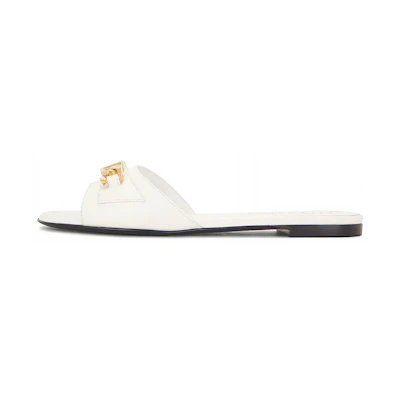 (W) Valentino Garavani Leather Slider 'White' 'Logo Chain'