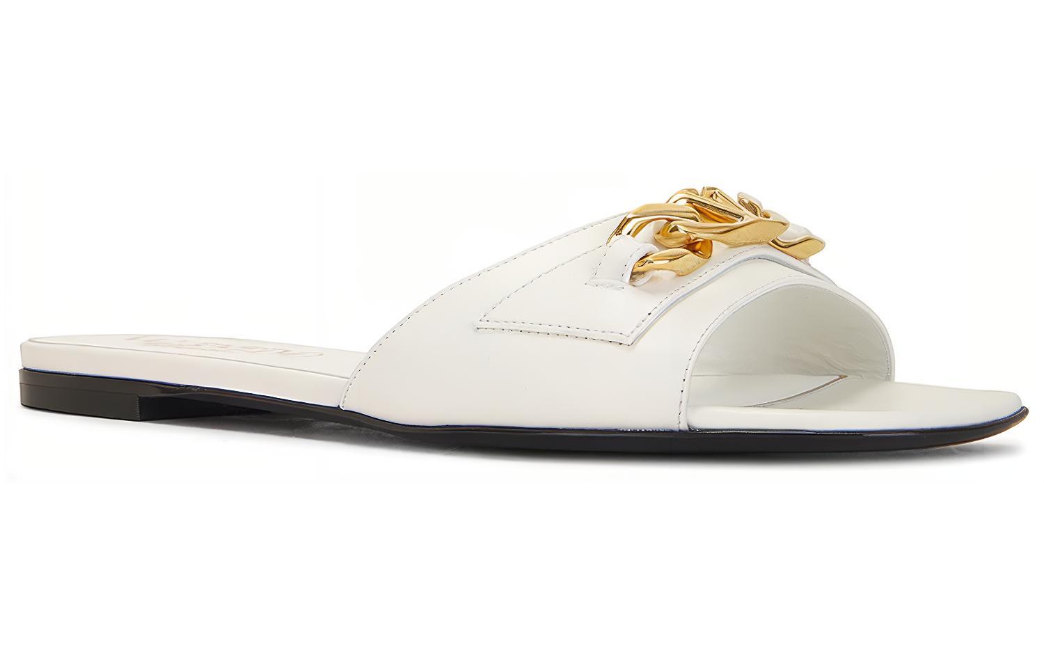 (W) Valentino Garavani Leather Slider 'White' 'Logo Chain' 圖 3