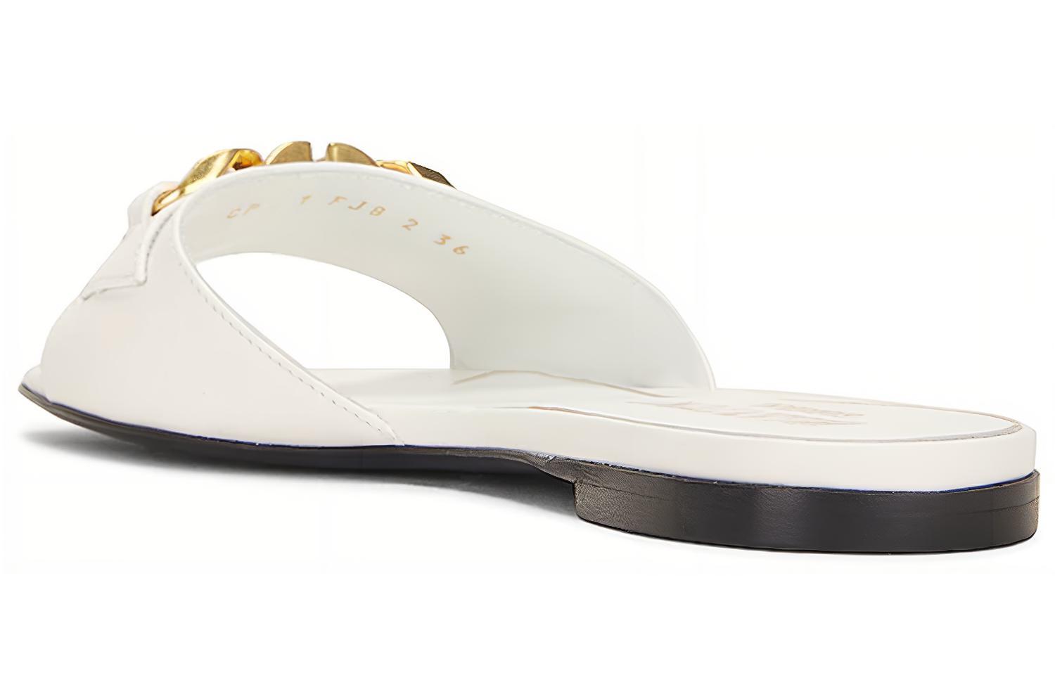 (W) Valentino Garavani Leather Slider 'White' 'Logo Chain' 圖 4