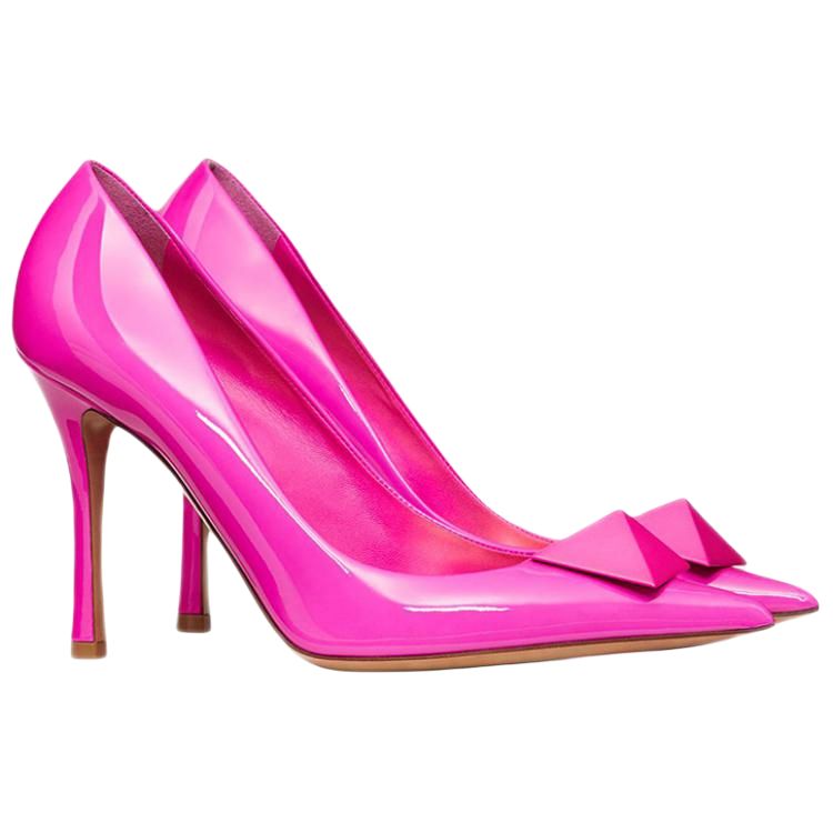Lookbook (W) Valentino Garavani One Stud 'Stiletto Kulit Pink Mengkilap' 1W0S0FH8KCCUWT