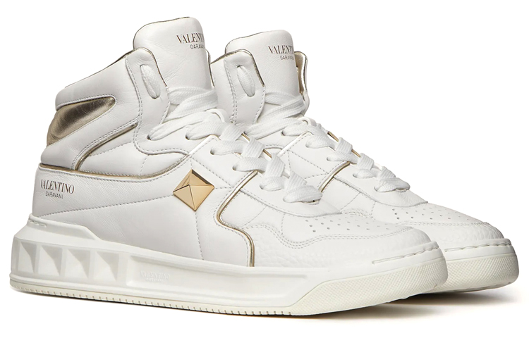 Lookbook (W) Valentino Garavani One Stud High-Top Blanco Plata WW2S0CX1RUSL71