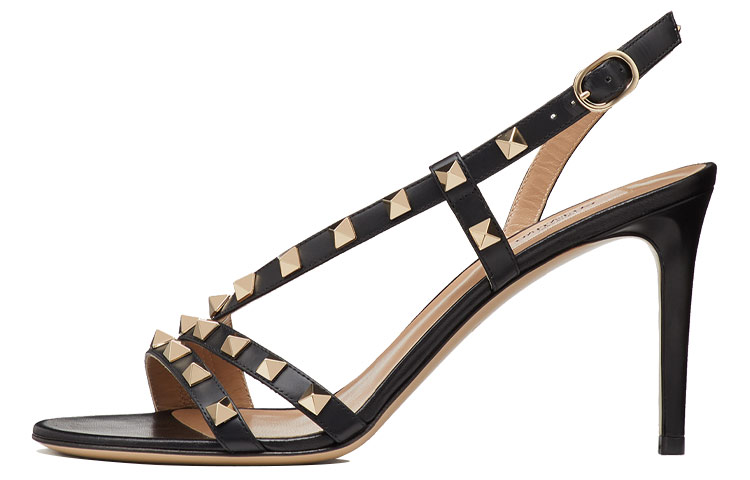 (W) Valentino Garavani Rockstud 'Black High Heel Sandal'