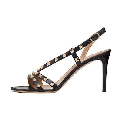 (W) Valentino Garavani Rockstud 'Black High Heel Sandal'