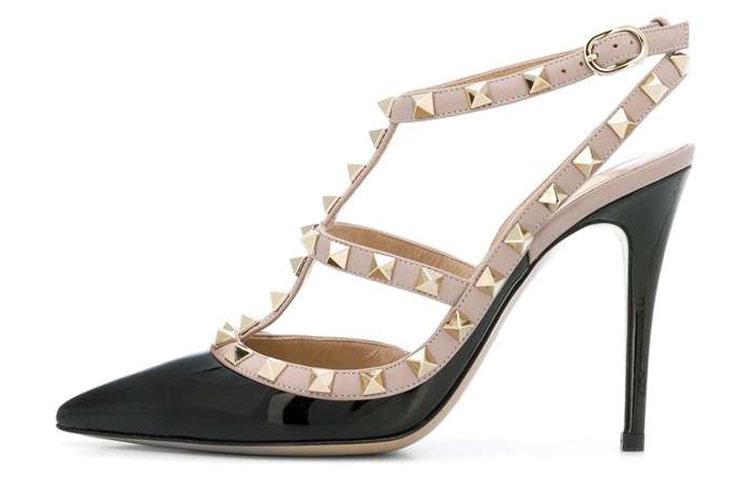 (Women) Valentino Garavani Rockstud 'Black Strappy High Heeled Sandals' WW2S0393VODN91