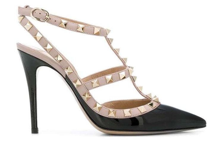 Order (W) (女性用) ヴァレンティノ ガラヴァーニ ロックスタッズ『ブラックストラッピー ヒールサンダル』WW2S0393VODN91 WW2S0393VODN91