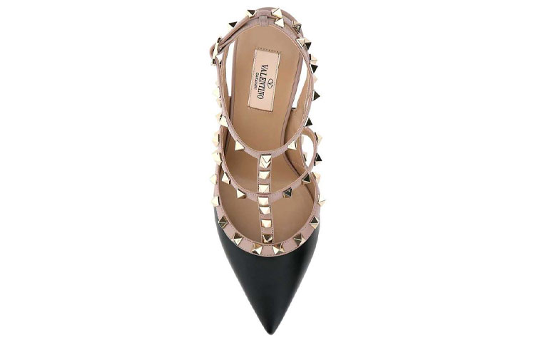 Shop (Women) Valentino Garavani Rockstud 'Black Strappy High Heeled Sandals' WW2S0393VODN91