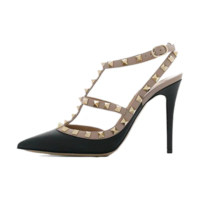 (W) Valentino Garavani Rockstud 'Black Studded High Heel'