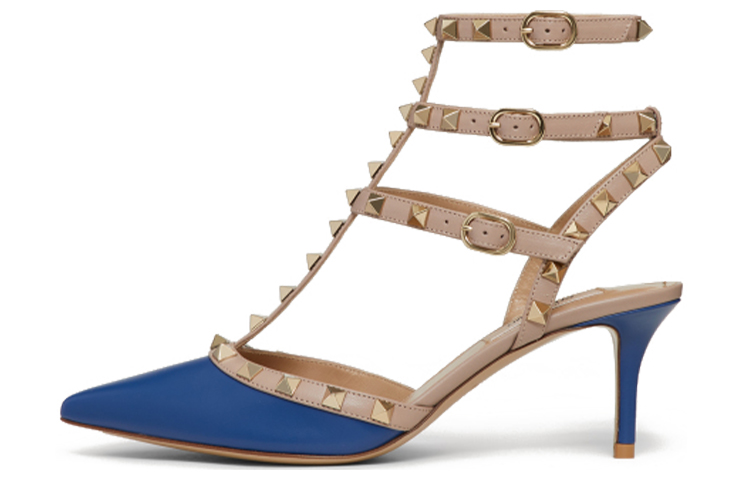 (W) Valentino Garavani Rockstud 'Blue Ankle-Strap'