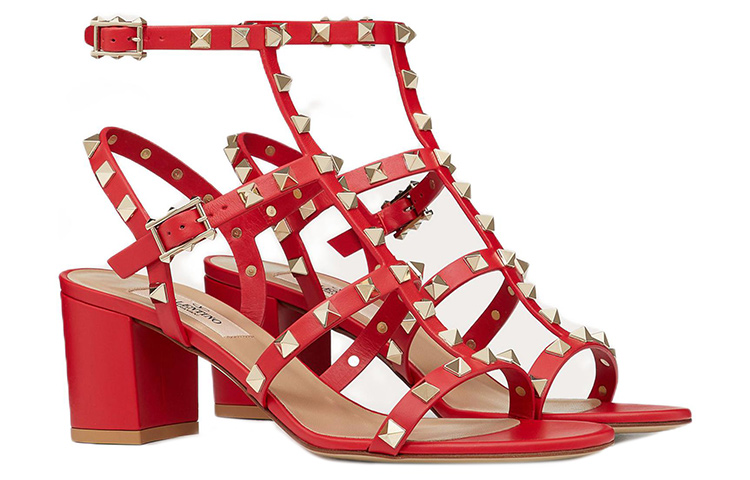 Lookbook (W) Sandal Kulit Merah Valentino Garavani Rockstud Tali Ankle SW2S0491VBPJU5
