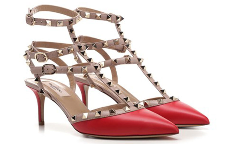 (W) Valentino Garavani Rockstud 'Triple Strap Red High Heels' 圖 3