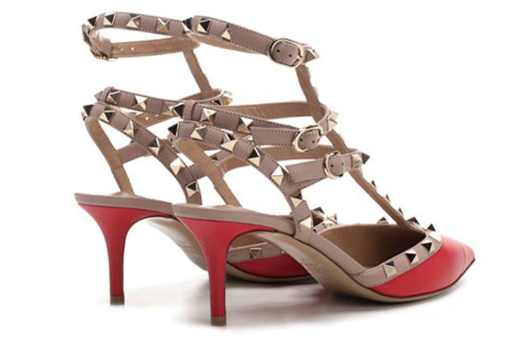 (W) Valentino Garavani Rockstud 'Triple Strap Red High Heels' 圖 4
