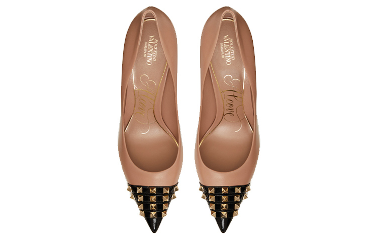 Lookbook (W) Valentino Garavani Rockstud Alcove 'Cinnamon Pink Black' Wanita WW0S0DF8YGDMK0