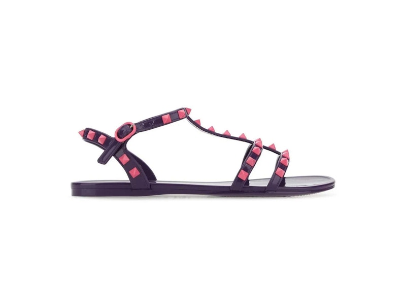 (Women) Valentino Garavani Rockstud Ankle Strap Sandals Purple Pink XW2S0H38TPJ239