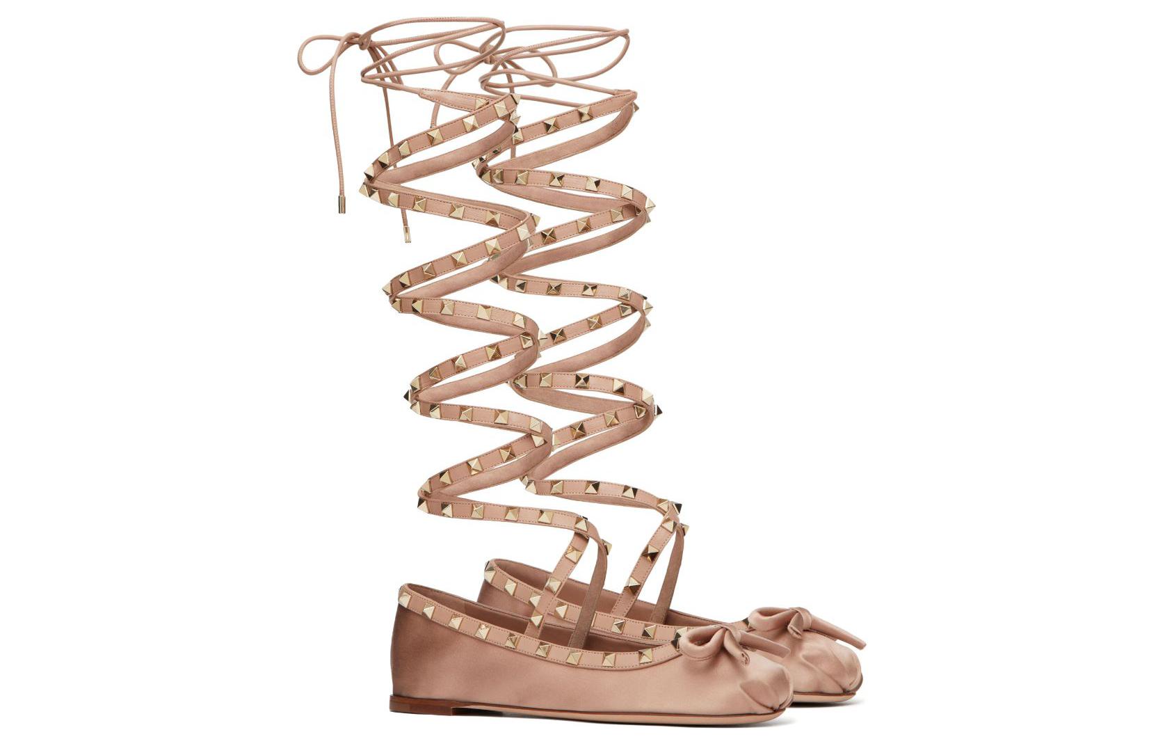 (W) Valentino Garavani Rockstud Ballerinas Beige 圖 3