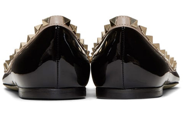 (W) Valentino Garavani Rockstud Flats 'Black Patent Gold Studs' 圖 4