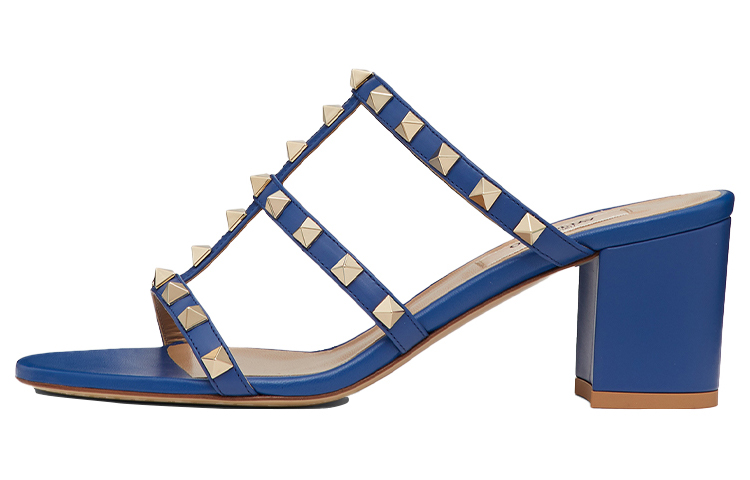 (W) Valentino Garavani Rockstud High Heel Slides 'Blue'