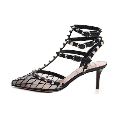 (W) Valentino Garavani Rockstud High Heels 'Black Cage'