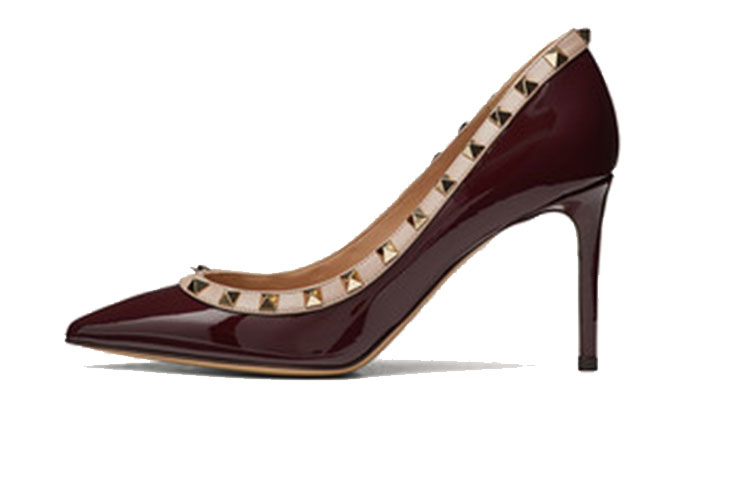 (W) Valentino Garavani Rockstud High Heels 'Red Patent Leather Pointed Toe'