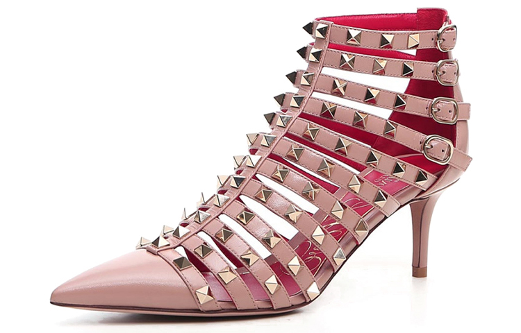 (W) Valentino Garavani Rockstud Patent High Heel 'Pink'